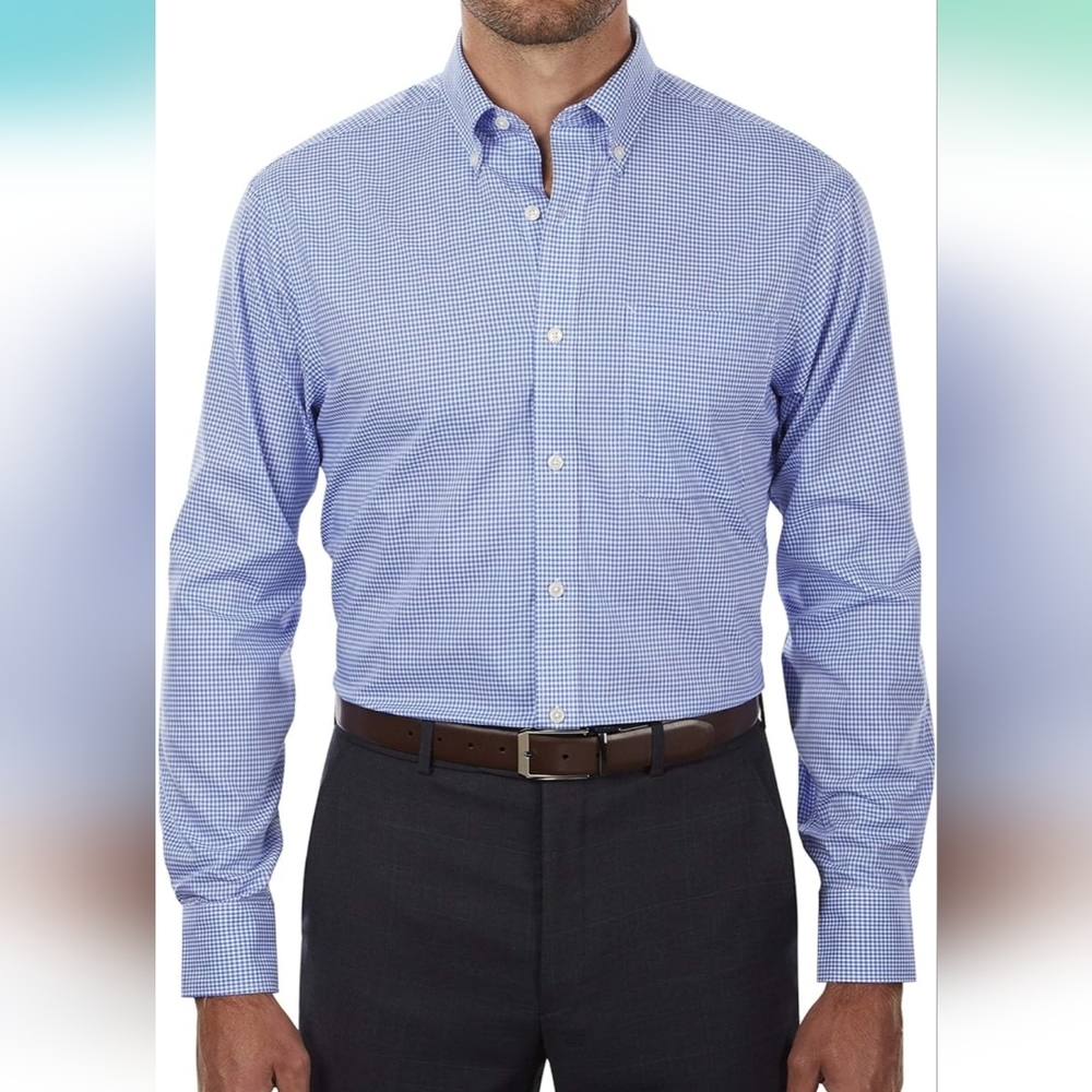 New Mens Tommy Hilfiger Blue Gingham Button Down Shirt Size Medium